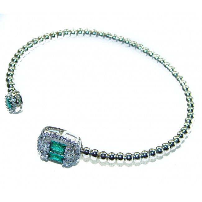 Luxurious natural 4.9 carat Emerald .925 Sterling Silver handmade bangle Bracelet