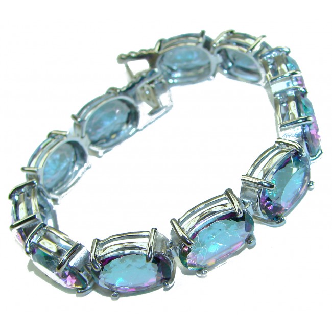 Luxury 58.5 carat Mystic Topaz Sterling .925 Silver handmade Bracelet