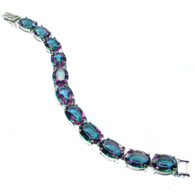 Luxury 58.5 carat Mystic Topaz Sterling .925 Silver handmade Bracelet