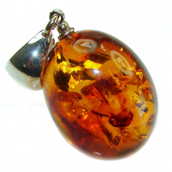 Honay Drop authentic Baltic Amber .925 Sterling Silver handmade Pendant