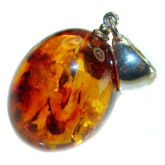 Honay Drop authentic Baltic Amber .925 Sterling Silver handmade Pendant