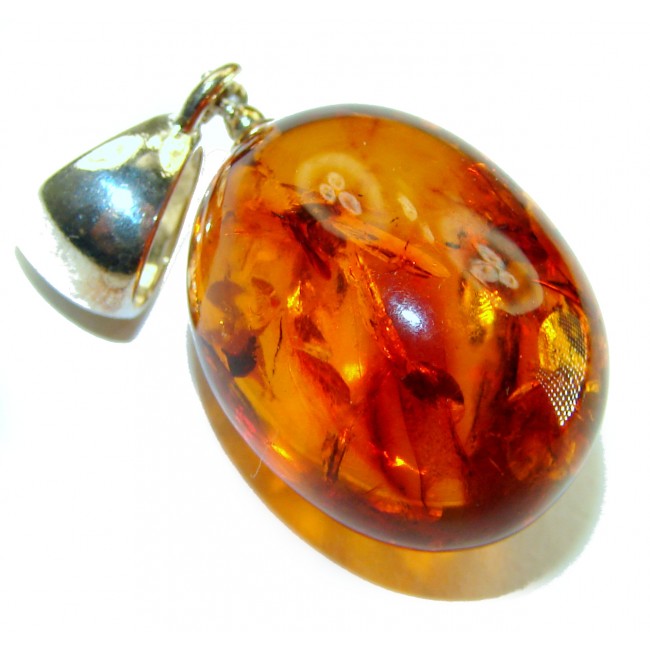 Honay Drop authentic Baltic Amber .925 Sterling Silver handmade Pendant