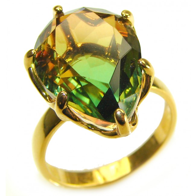 15.8 carat Brazilian Tourmaline 14K Gold over .925 Sterling Silver Perfectly handcrafted Ring s. 7