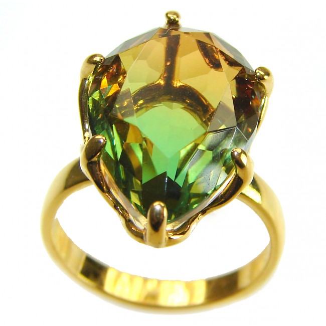 15.8 carat Brazilian Tourmaline 14K Gold over .925 Sterling Silver Perfectly handcrafted Ring s. 7