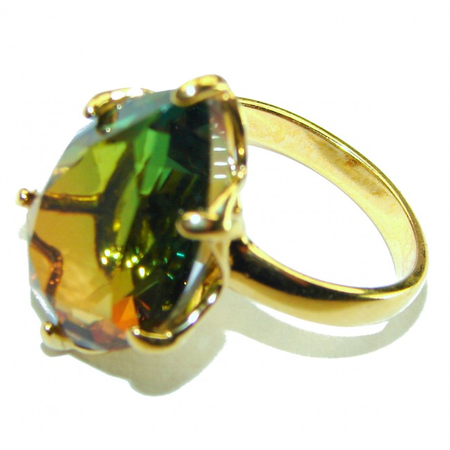 15.8 carat Brazilian Tourmaline 14K Gold over .925 Sterling Silver Perfectly handcrafted Ring s. 7