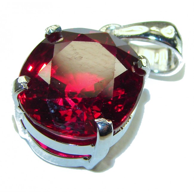 Scarlet 8.5 carat Red Topaz .925 Sterling Silver handmade pendant