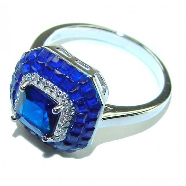 Julietta 5.6 carat Sapphire .925 Sterling Silver Handcrafted Ring size 7