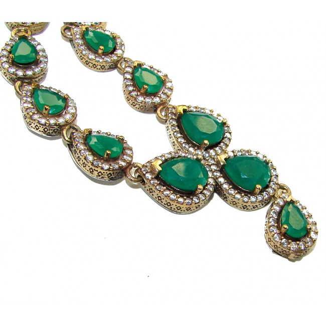 Exclusive Victorian Style - 85.5 carat Emerald .925 Sterling Silver handcrafted necklace