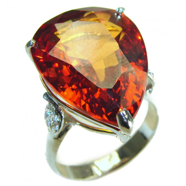 Orange Power - Precious 26.5 carat Mexican Topaz .925 Sterling Silver handmade ring s. 8 3/4