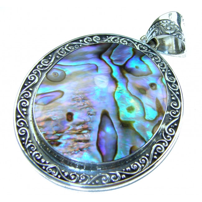 Gift of the Sea Natural Rainbow Abalone .925 Sterling Silver handmade Pendant