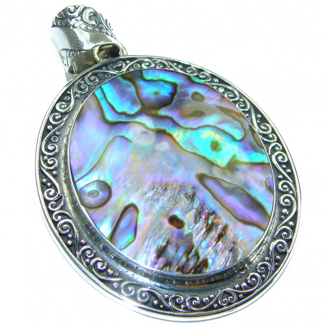 Gift of the Sea Natural Rainbow Abalone .925 Sterling Silver handmade Pendant