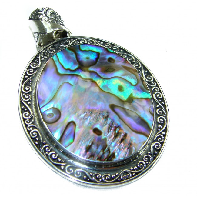 Gift of the Sea Natural Rainbow Abalone .925 Sterling Silver handmade Pendant