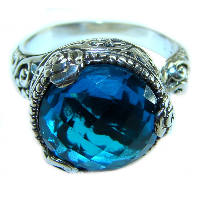 Magic Perfection 10.5 carat London Blue Topaz .925 Sterling Silver Ring size 8