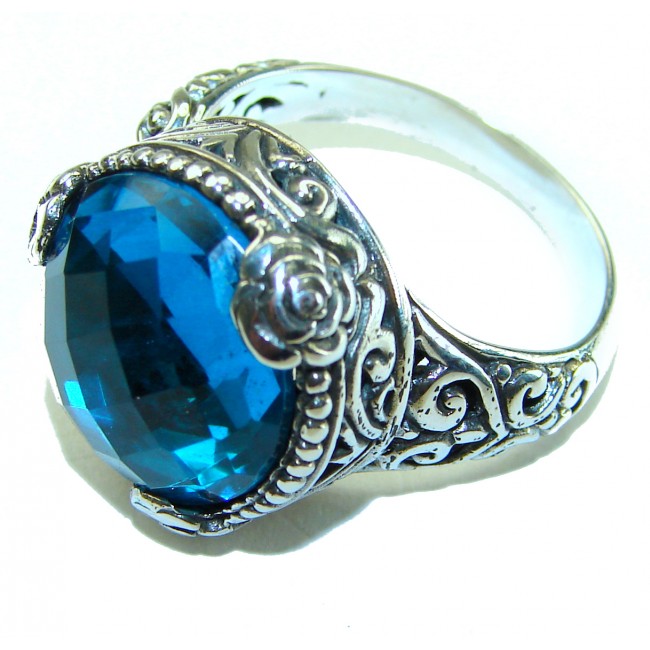 Magic Perfection 10.5 carat London Blue Topaz .925 Sterling Silver Ring size 8