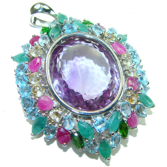 Mademoiselle - Vintage Design Beauty- 39.8 CARAT Amethyst .925 Sterling Silver handcrafted Pendant