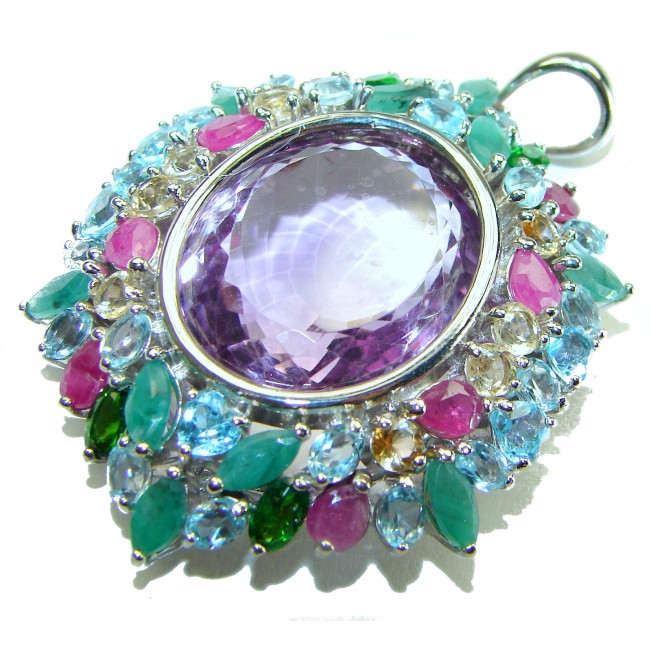 Mademoiselle - Vintage Design Beauty- 39.8 CARAT Amethyst .925 Sterling Silver handcrafted Pendant