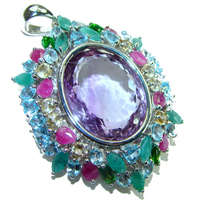 Mademoiselle - Vintage Design Beauty- 39.8 CARAT Amethyst .925 Sterling Silver handcrafted Pendant