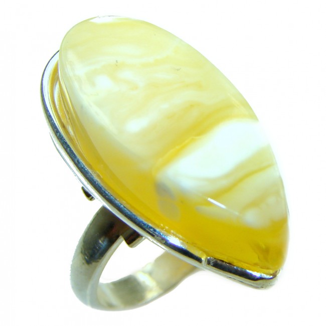 Modern Concept Natural Butterscotch Baltic Amber .925 Sterling Silver ring s. 8