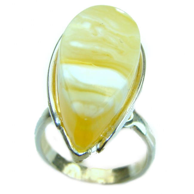 Modern Concept Natural Butterscotch Baltic Amber .925 Sterling Silver ring s. 8