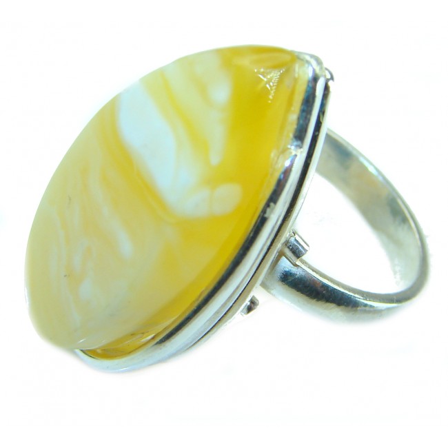 Modern Concept Natural Butterscotch Baltic Amber .925 Sterling Silver ring s. 8