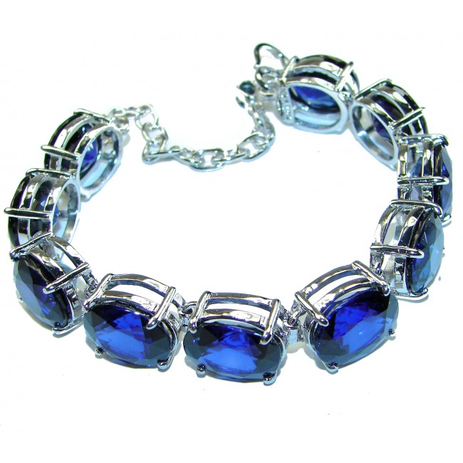 Sofia 132.5 carat oval cut London Blue Topaz .925 Sterling Silver handcrafted Bracelet