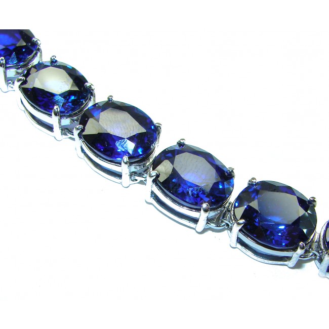 Sofia 132.5 carat oval cut London Blue Topaz .925 Sterling Silver handcrafted Bracelet