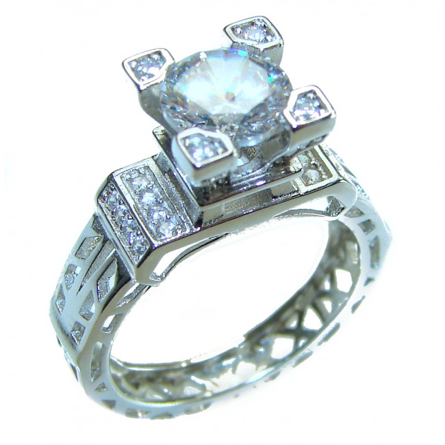 Spectacular 4.5 carat White Topaz .925 Sterling Silver stack up ring size 7 1/4