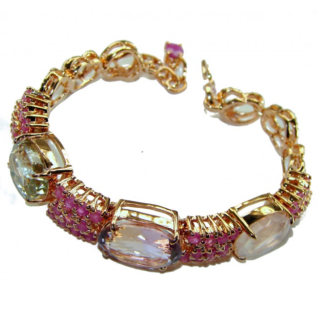 Born In Roma - Italy made 45.5 carat Multi - Gems 18k Gold over .925 Sterling Silver handmade Bracelet