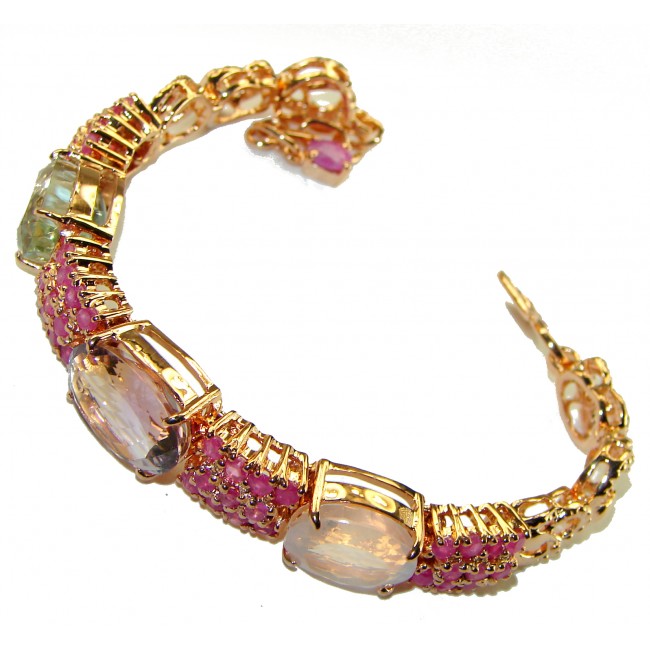 Born In Roma - Italy made 45.5 carat Multi - Gems 18k Gold over .925 Sterling Silver handmade Bracelet