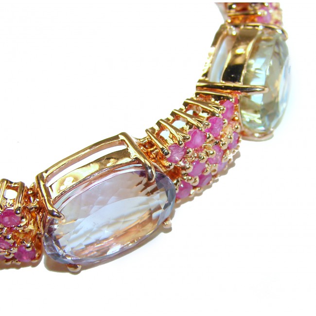 Born In Roma - Italy made 45.5 carat Multi - Gems 18k Gold over .925 Sterling Silver handmade Bracelet