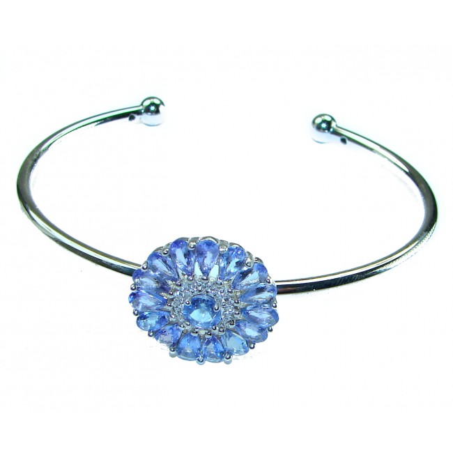 Precious Natural 11.6 carat Tanzanite .925 Sterling Silver Bangle bracelet