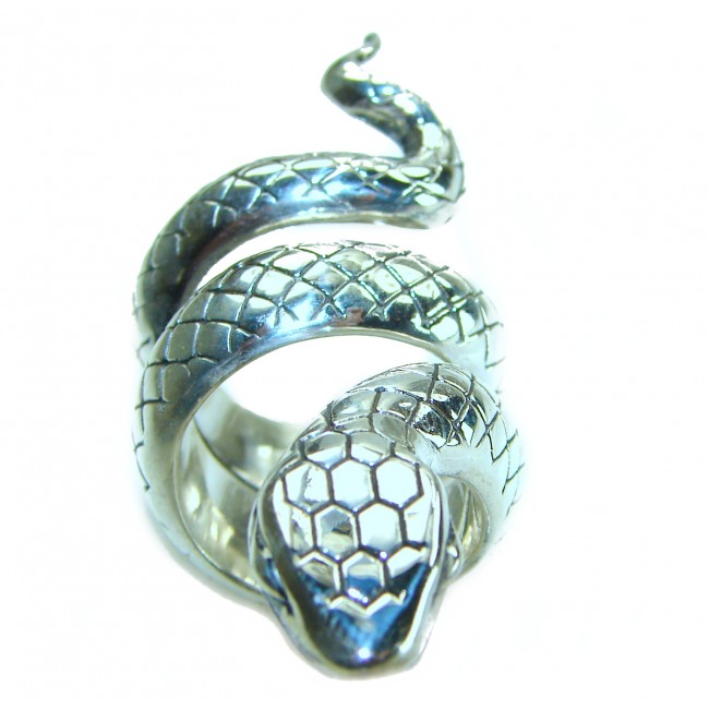 Large Boa Snake .925 Sterling Silver handcrafted Statement Ring size 5