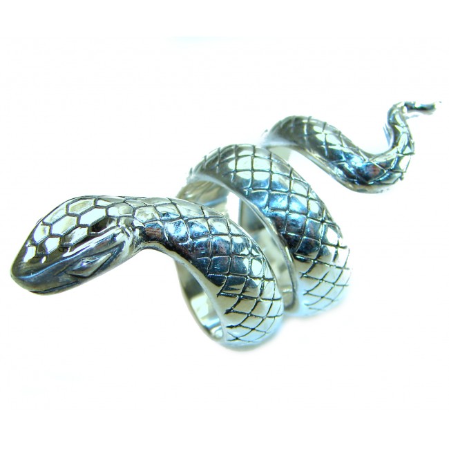 Large Boa Snake .925 Sterling Silver handcrafted Statement Ring size 5