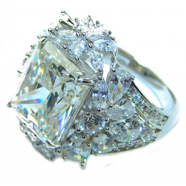 14.5 carat White Topaz .925 Sterling Silver handcrafted ring size 7 1/4