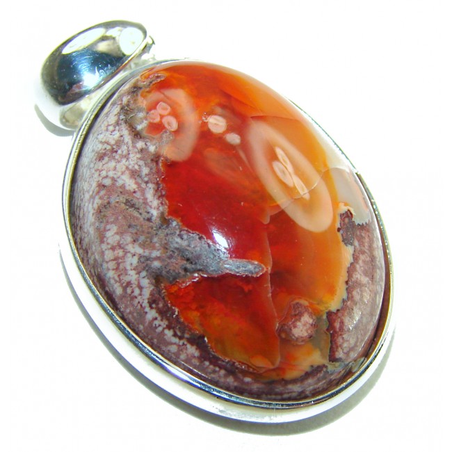 Natural 18.2 carat Mexican Fire Opal .925 Sterling Silver handmade Pendant