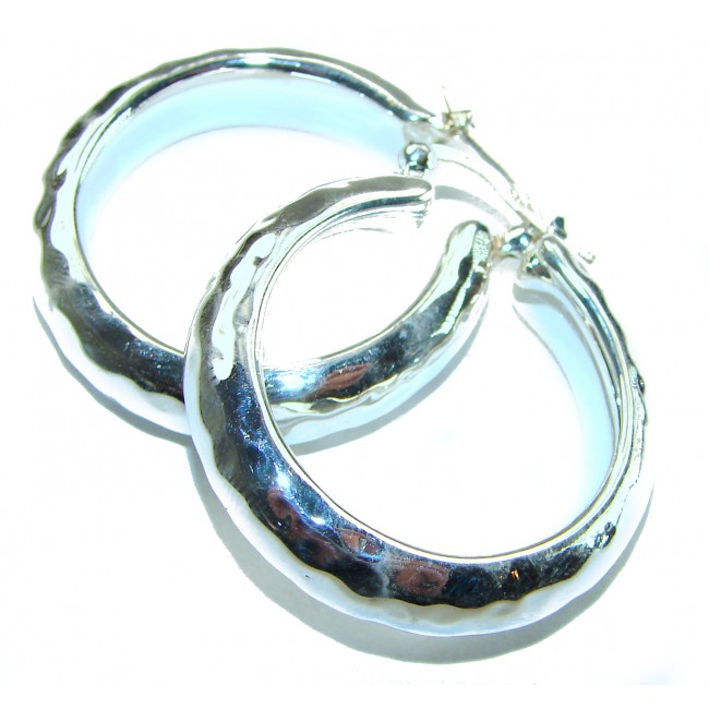 Hammered .925 Sterling Silver Hoop Earrings