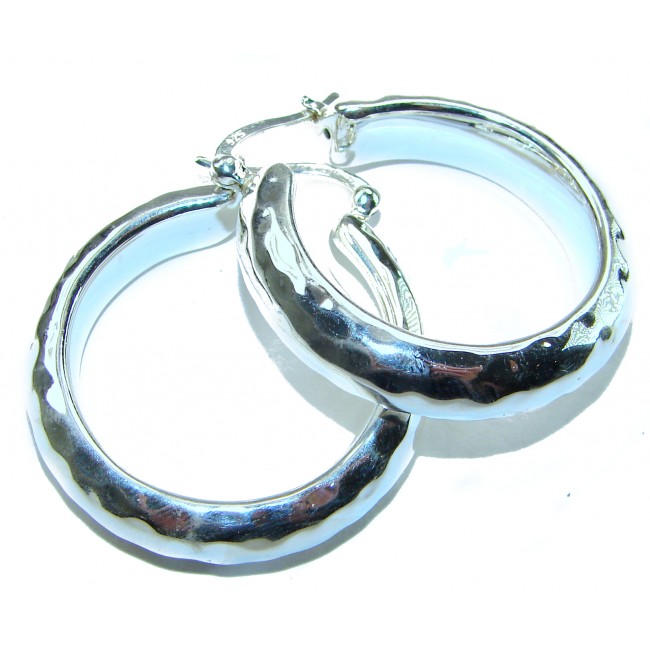 Hammered .925 Sterling Silver Hoop Earrings