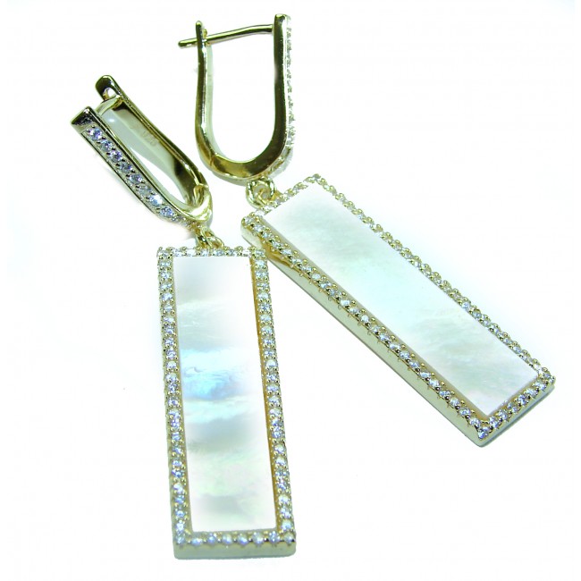 Sublime Blister Pearl White Sapphire 14K Gold over .925 Sterling Silver handcrafted Earrings