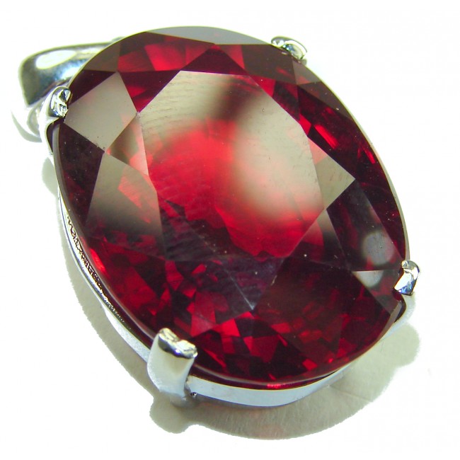 Hot Red Magma 24.5 carat Red Topaz .925 Sterling Silver handmade pendant