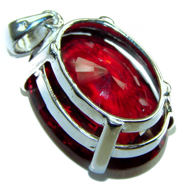 Hot Red Magma 24.5 carat Red Topaz .925 Sterling Silver handmade pendant