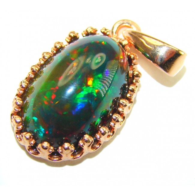 Milky Way 9.7 carat Authentic Black Opal 18K Gold over .925 Sterling Silver handmade Pendant