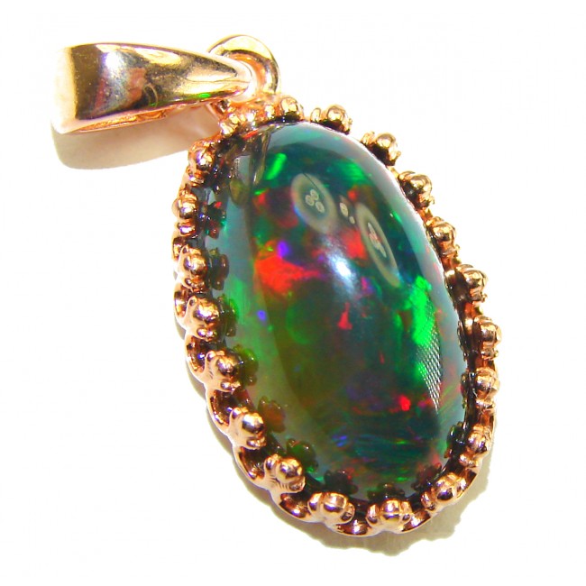 Milky Way 9.7 carat Authentic Black Opal 18K Gold over .925 Sterling Silver handmade Pendant