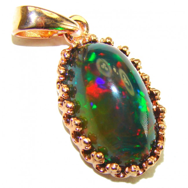 Milky Way 9.7 carat Authentic Black Opal 18K Gold over .925 Sterling Silver handmade Pendant