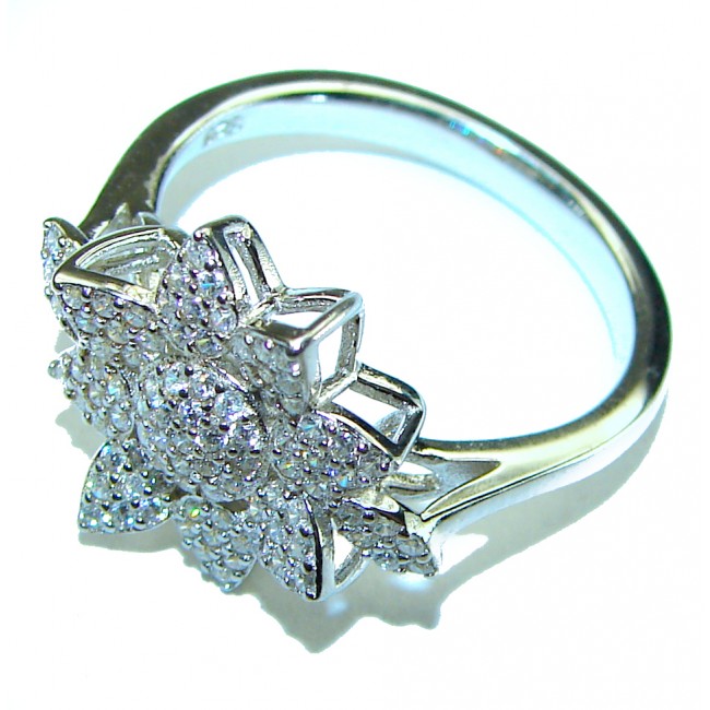 Dazzling Star Exclusive White Topaz .925 Sterling Silver handcrafted ring size 8