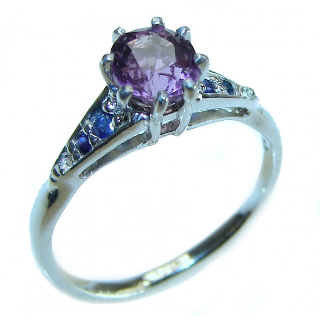 Emma 0.9 carat African Amethyst Sapphire .925 Sterling Silver Handcrafted Ring size 8