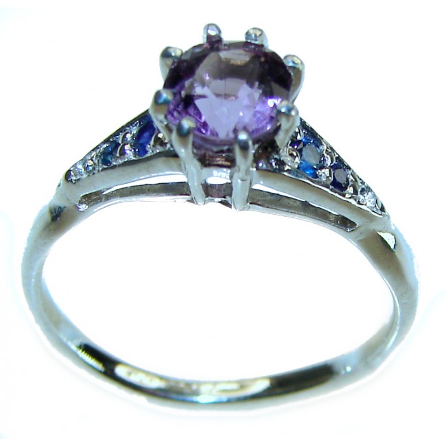 Emma 0.9 carat African Amethyst Sapphire .925 Sterling Silver Handcrafted Ring size 8