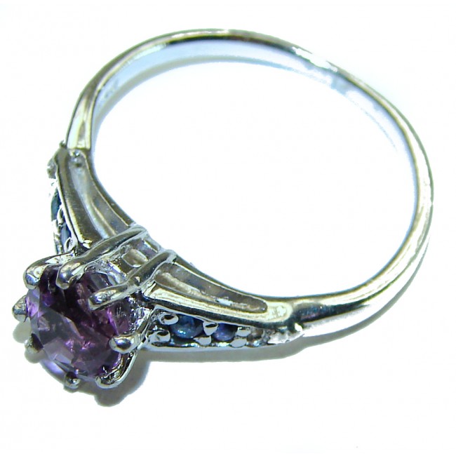 Emma 0.9 carat African Amethyst Sapphire .925 Sterling Silver Handcrafted Ring size 8