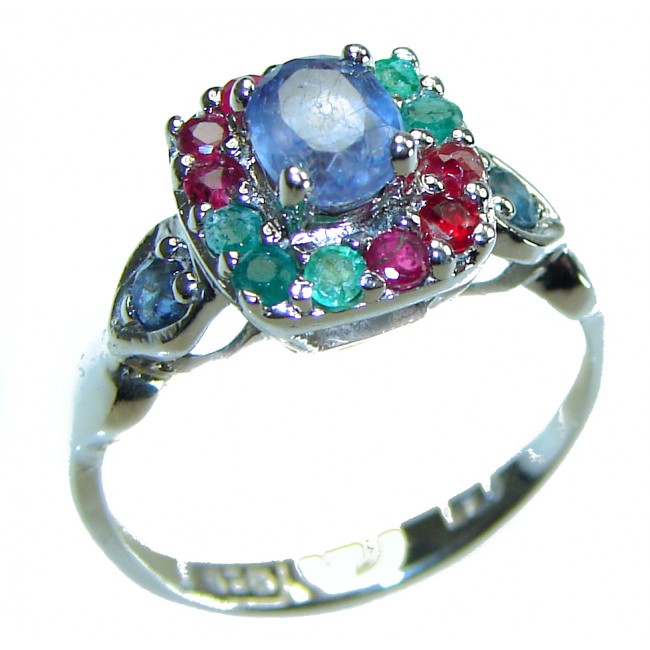 Fiesta 0.6 carat African Tanzanite .925 Sterling Silver Handcrafted Ring size 7