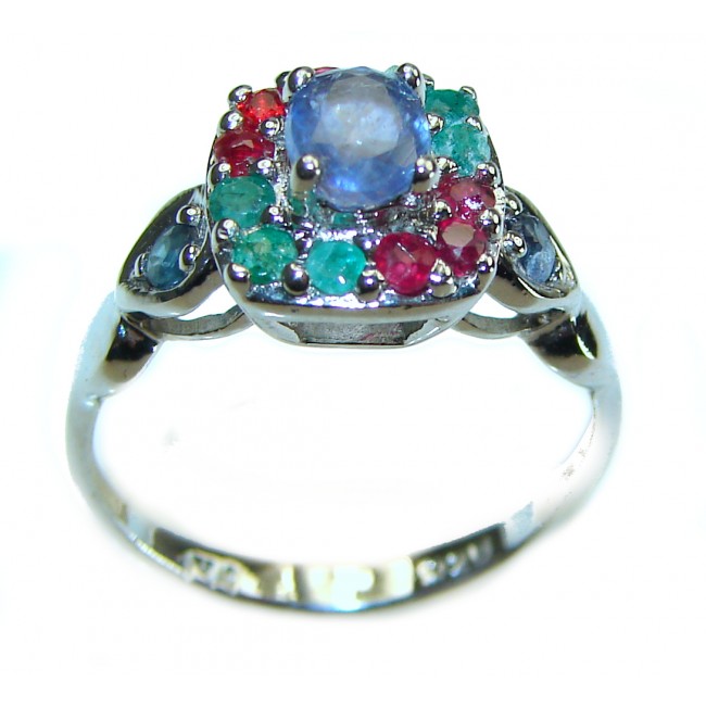 Fiesta 0.6 carat African Tanzanite .925 Sterling Silver Handcrafted Ring size 7