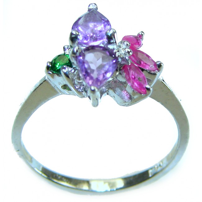 Eliza 0.9 carat African Amethyst Sapphire .925 Sterling Silver Handcrafted Ring size 6 3/4